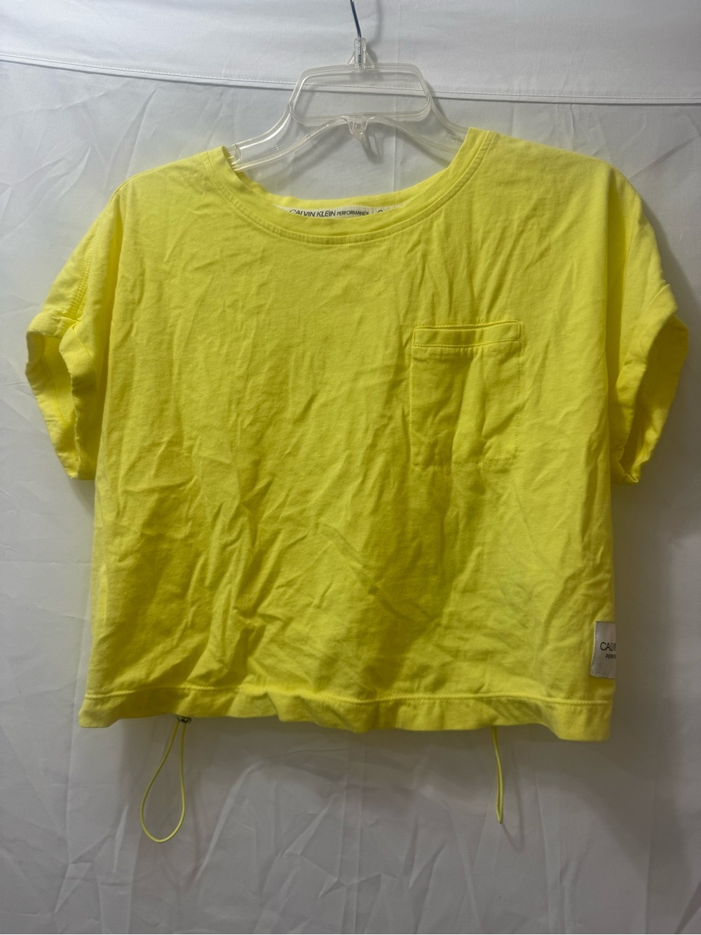 Calvin Klein Performance Neon Yellow Crop Tee with Pocket